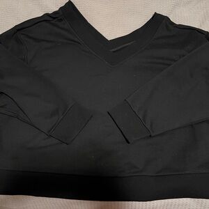 Black Active Double V Neck Sweatshirt